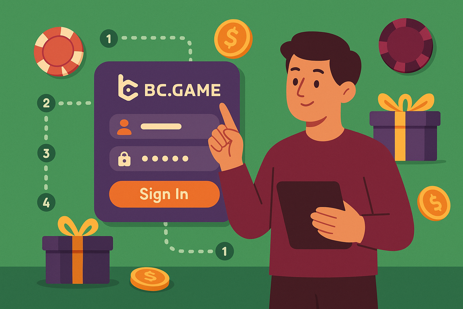 Пошаговое руководство по авторизации в BC.Game