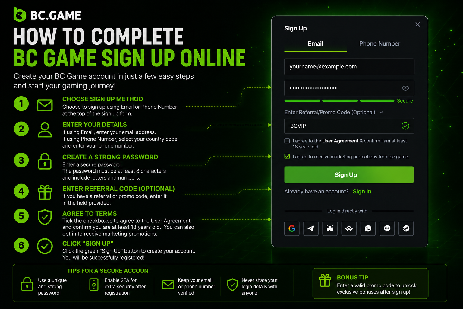 How to Complete BC Game Sign Up Online